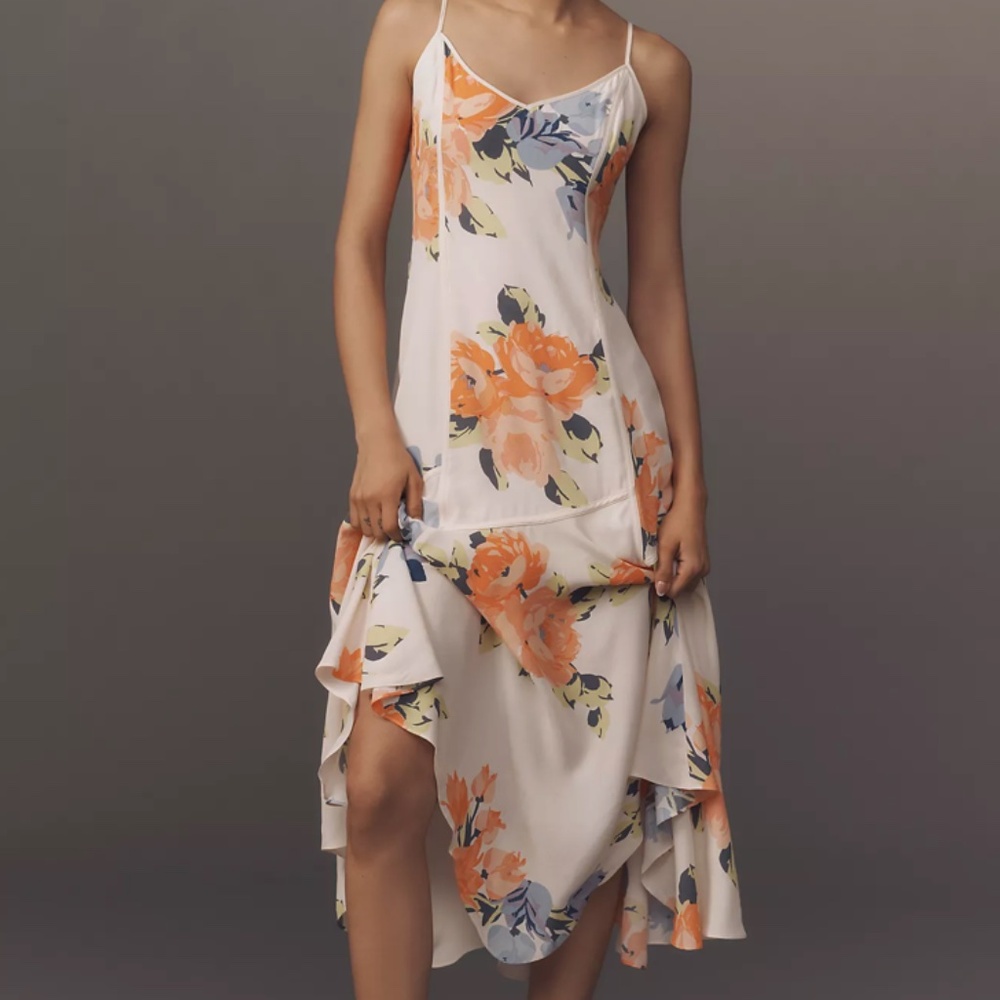 SQUARE-NECK ASYMMETRICAL MIDI DRESS NWT